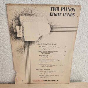 Vintage 1942 Bach's Jesu Joy of Man's Desiring Two Pianos Eigh Hands Sheet Music